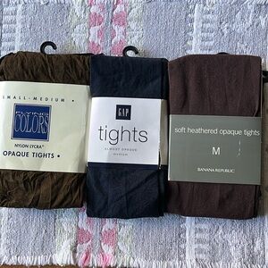Three Opaque Tights NWT Banana Republic, GAP, Flying Colors 1 Navy 2 Brown